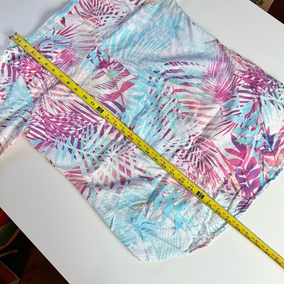 Coral Bay Women's Petite Large PL Linen & Rayon Blend 3/4 Sleeve Tropical Blouse - Picture 9 of 9